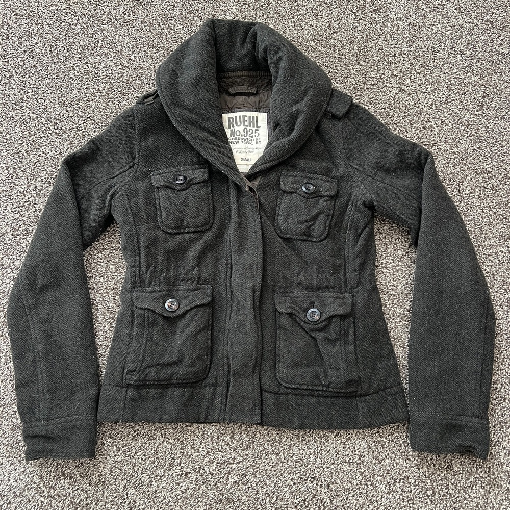 Ruehl No.925 Women's Size S Wool Blend Jacket Insulated Coat Army Style Military